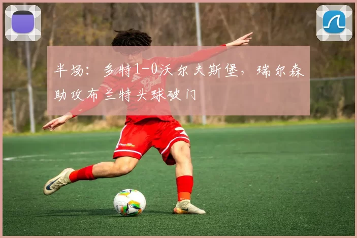 半场：多特1-0沃尔夫斯堡，瑞尔森助攻布兰特头球破门